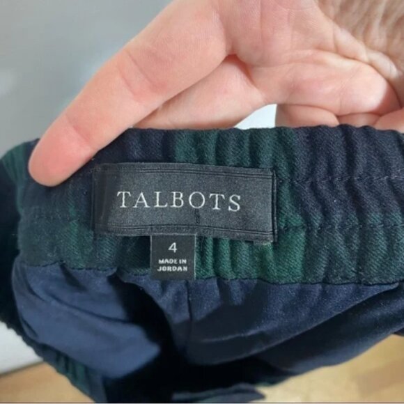 Talbots Scotch Plaid Pants Wool Blend Sz 4 Women’s Blue Green Trouser Straight - Picture 4 of 5